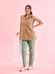 Go Colors_Women_Cotton Pant_Dusty Green_XL