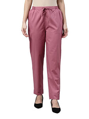 GO COLORS Women's Tapered Fit Cotton Pants (8905344118300_Purple_M)