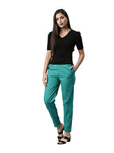 GO COLORS Womens Tapered Fit Cotton Cotton Pants (Peacock Green_XL)