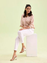 GO COLORS Women's Tapered Fit Cotton Pants (8905344119208_White_L)