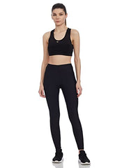 GO COLORS Shimmer Ankle Length Leggings for Women | Smooth Nylon Finish, Mid Rise, Black