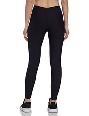GO COLORS Shimmer Ankle Length Leggings for Women | Smooth Nylon Finish, Mid Rise, Black
