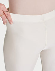 GO COLORS Shimmer Ankle Length Leggings for Women | Smooth Nylon Finish, Mid Rise, Cream