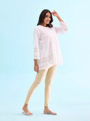 GO COLORS Shimmer Ankle Length Leggings for Women | Smooth Nylon Finish, Mid Rise, Dark Cream
