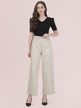 GO COLORS Soft Cotton-Tencel Blend Twill Wide Pants Full Length for Women| Breathable, High Rise,Light Beige