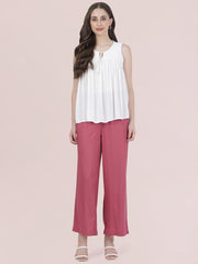GO COLORS Soft Viscose Basic Palazzo Full Length for Women| Breathable, Mid Rise, Light Wine