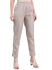 GO COLORS Linen Pencil Pant Full Length for Women| Breathable, Mid Rise, Beige