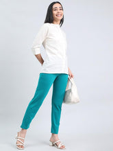 GO COLORS Soft Cotton Stretch Kurti Pants Full Length for Women| Breathable, Mid Rise, Jade Green