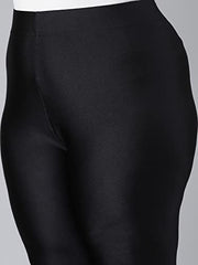 GO COLORS Shimmer Churidar for Women | Smooth Nylon Finish, Mid Rise, Black