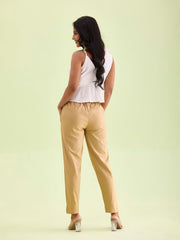 GO COLORS Women Solid Wheat Cotton Pencil Pant