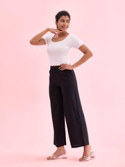 GO COLORS_Women_Linen Palazzo_Black_M