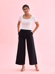 GO COLORS_Women_Linen Palazzo_Black_XL