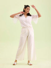 Go Colors Solid Linen Palazzos for Women|Relaxed Fit, Mid Rise, Cream_8905344014367_Off-White_M