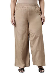 GO COLORS_Women_Linen Palazzo_Wheat_L