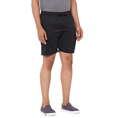 Black men's cotton solid short from Sweet Dreams, sporty bermuda hosiery, comfortable and casual for everyday wear.