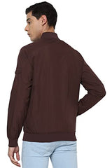 Maroon Allen Solly men's car coat with a classic winter jacket design, featuring a front button closure and collar detail.
