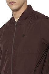 Maroon Allen Solly men's car coat with a sleek winter jacket design, featuring a high collar and structured fit.