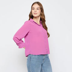 Madame Solid Fucshia Pink Shirt