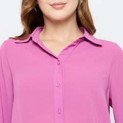 Madame Solid Fucshia Pink Shirt