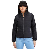 Spykar Black Full Sleeves Solid Jacket for Women