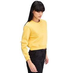 Spykar Yellow Full Sleeves Regular Fit Solid Sweat Shirts for Women