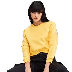 Spykar Yellow Full Sleeves Regular Fit Solid Sweat Shirts for Women
