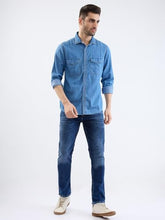 Spykar Dark Blue Slim Fit Casual Shirts for Men
