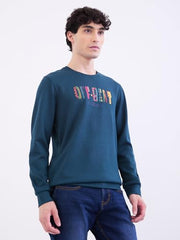 Spykar Teal Green Slim Fit Casual Sweatshirts For Men