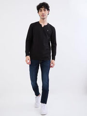 Spykar Black Slim Fit Casual T-Shirt For Men