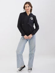 Spykar Black Relaxed Fit Casual Sweatshirts for Women