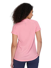 TECHNOSPORT Womens Polyester Regular Fit Crewneck Half Sleeve Shirt Sleeve Peach Large|WTW105PCHLAR