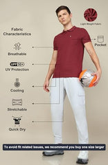 TECHNOSPORT Men's Slim Fit Polo T-Shirt with Pocket - (MTOR71BRDLAR_Berry Red_L)