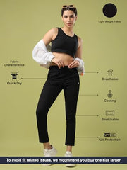 TECHNOSPORT Womens Regular Fit Track Pant for Gym, Workout & Sports - (WPW134BLK_Black_S)