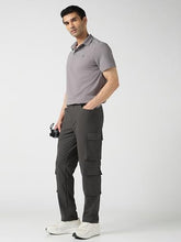 TECHNOSPORT Men Solid Relaxed Fit Sports Cargo Trackpants with DURACOOL+ (Olive) Polyester Cargo Track Pants for Man