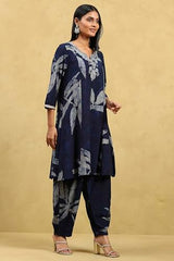 Rangriti Women's Viscose Blend Kurta Set (INDGLM20817AW25IND_Indigo Blue