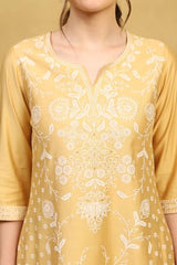 Rangriti Women's Viscose Rayon Kurta Set (FSGLM22451AW25YEL_Yellow