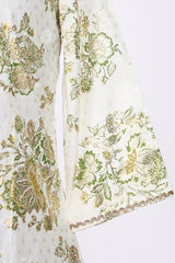 Aurelia Women’s Off White Floral Printed Rayon Straight Kurta with Lace - (A16410-510461-L)