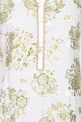 Aurelia Women’s Off White Floral Printed Rayon Straight Kurta with Lace - (A16410-510461-L)