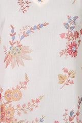 W for Woman Off White Embroidered Chiffon Straight Top - (W31463-126851-3XL)
