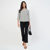Madame Black V-Neck Printed Cotton Top