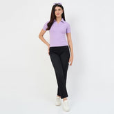 Madame Lilac Polo Neck Slim Fit T-Shirt