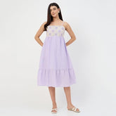 Madame Lilac Crochet Overlay Cami Dress
