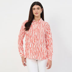 Madame Red Printed Rayon Shirt