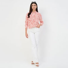 Madame Red Printed Rayon Shirt