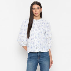 Madame Blue Printed Tunic Top