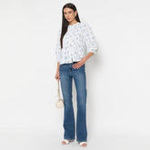 Madame Blue Printed Tunic Top