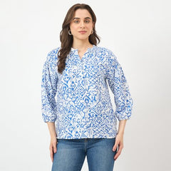 Madame Royal Blue Rayon-Blend Top