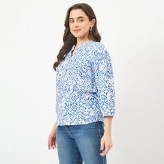 Madame Royal Blue Rayon-Blend Top