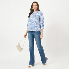 Madame Royal Blue Rayon-Blend Top
