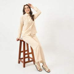 Madame Beige Rayon-Blend Co-ord Top